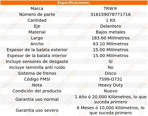 Balatas Bajos Metales Delanteras Chevrolet Corvette 97/13 Foto 2