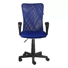 Cadeira De Escritório Mgm Flex Lost Secretaria Azul Com Estofado De Mesh