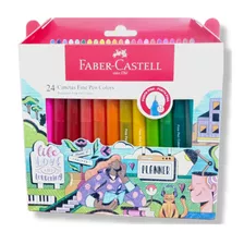 Caneta Fine Pen 24 Cores 0.4 Faber Castell Tinta Vermelho