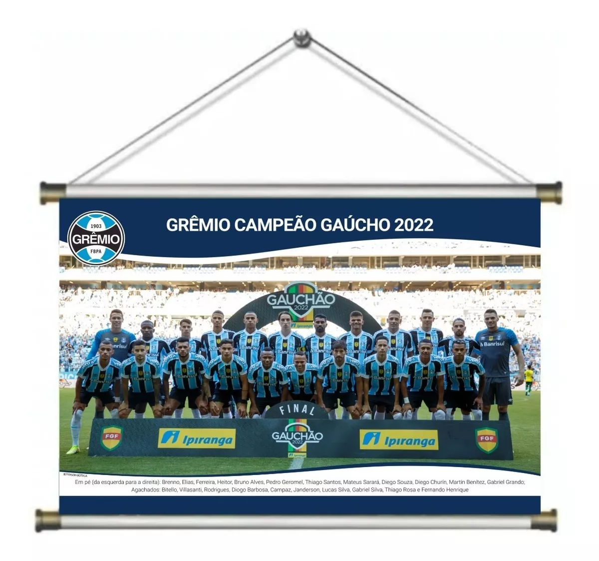 Pôster Banner Grêmio Campeão Gaúcho 2022 60x40cm