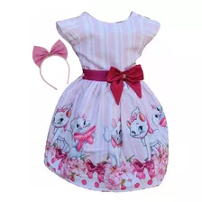 Vestido Gatinha Marie Disney + Tiara Brinde