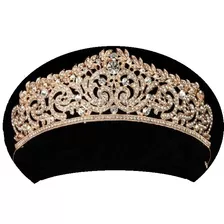 Coroa Tiara Noivas E Debutantes Dourada + Nf Luxo 008
