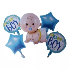 Globos Kit 5pz Baby Shower Bebe Azul Fiesta De Nacimiento
