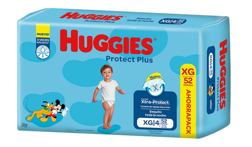 Pañales Huggies Protect Plus  Xg 52 u
