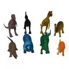 Dinossauro Borracha Coleção Kit 8 Peças Infantil