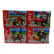 Blocos Para Montar Kit Com 4 Caixas Fire House 130 Peças