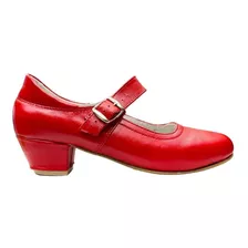 Zapatos De Danza Folklórica Rojos Dama 