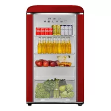 Frigobar Refrigerador Puerta Cristal Retro 95 L 3.3 Ft Color Rojo