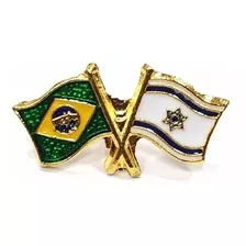 Bótom Pim Broche Bandeira Brasil X Israel Folheado A Ouro