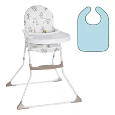 Cadeira De Alimentação Bebê Galzerano Real Nick + Babador Cor Branco/marrom