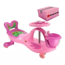 Carrinho Infantil Rosa Menina Barato Rolimã Volante Car Led