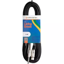 Cabo Brasil Xlr(m) X P10 10,0mt Preto Hayonik