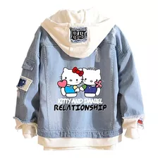 Chamarra Vaquera De Casual Con Estampado Hello Kitty Amistad