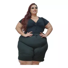 Kit 2 Bermudas Canelada Plus Size Tamanho Grande