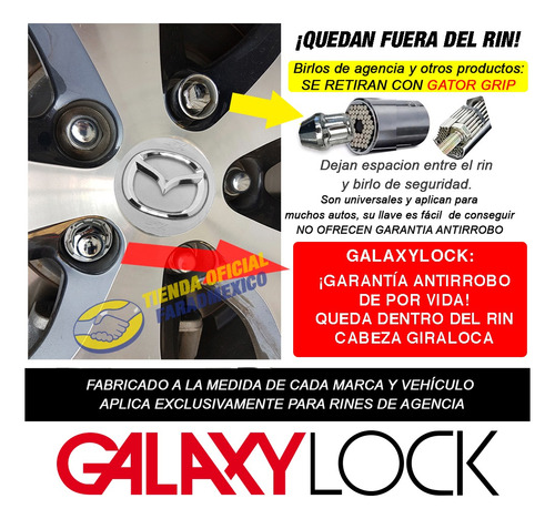 4 Birlos Seguridad Galaxylock Mazda Cx5  Ha3/m Foto 7