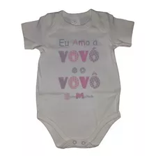 Body Curto Bebe Menina Eu Amo A Vovó E Vovô Bicho Molhado