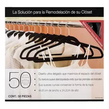 Set 50 Ganchos P/ropa Con Terciopelo Negros Cohesion Product