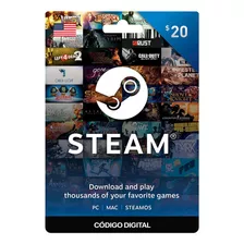 Gift Card 20 $ Steam (código Digital)