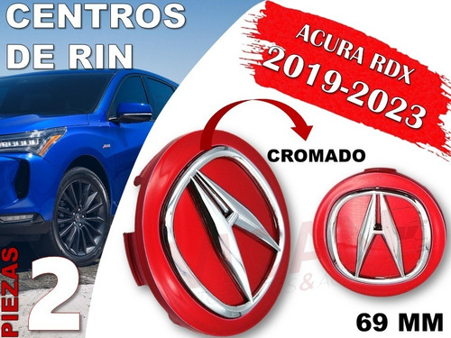 Par De Centros De Rin Acura Rdx 2019-2023 69 Mm (rojo) Foto 2