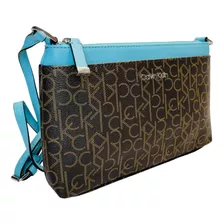 Bolsa Calvin Klein Original Café Turquesa Monograma Ck M2tt