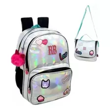 Kit Mochila E Lancheira Escolar Holográfica Rebecca Bonbon