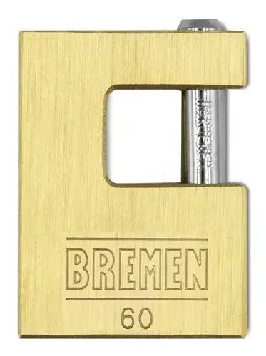 Candado Bronce Perno Horizontal Reforzado 60mm Bremen 7747 Dorado