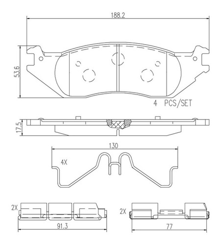 Set Balatas Cermicas Del E-150 Club Wagon 03/05 Brembo Foto 2