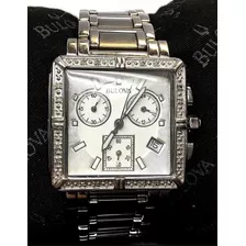 Relógio Bulova Marinestar Diamond's 96r000 Chron Anal Silver