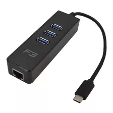 Cabo Adaptador Usb-c 3.1 X Hub 3p Usb 3.0 Com Rj45 1000 Mbps