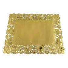 20 Toalha Papel Rendado Sousplat Retangular 30x40 Cm Dourado