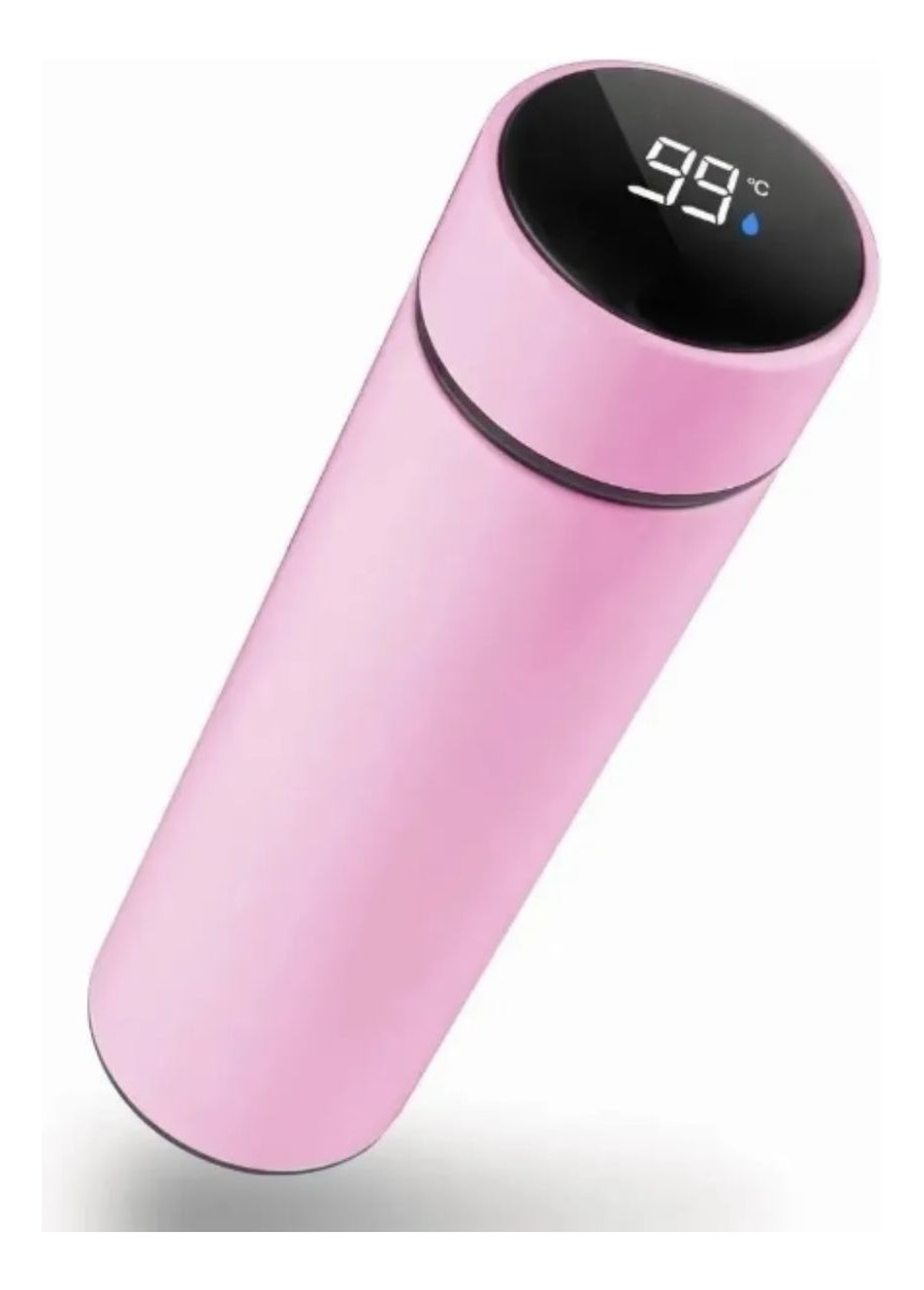 Termo Inteligente Con Sensor Led Temperatura Acero Inox 500m Rosa Claro