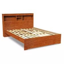 Cama Tradicional/temática Ricchezze Ecopack 2 Plazas Color Caoba Fabricada En Madera