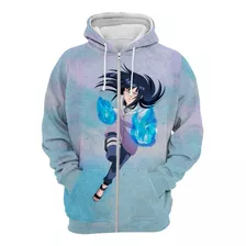 Blusa Moletom Aberto Naruto Hinata Hyuga Agasalho Ziper