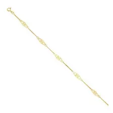 14k Pulsera De Oro Sólido Amarillo Infinity Tobillera, Anill