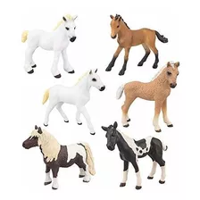 Toymany 6pcs 3-4 Realista Caballo Pony Figurines Set, Textu