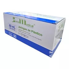 Jeringa De Plástico 60ml Sin Aguja Sensimedical Caja C/50 Pz