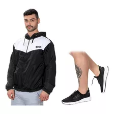 Kit Corta Vento C/capuz + Tênis Masculino