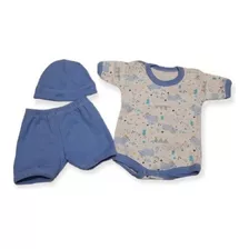 Ajuar De Bebe Set Por 3 Piezas Body, Pantalon Mas Gorrito