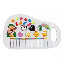 Piano Musical Com Luz Teclado Infantil Brinquedo Pedagógico Cor Branco