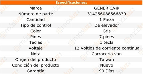 (1) Control Elevador Gris Chevrolet Express 96/02 Foto 2