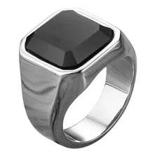 Anillo Quick Silver Plateado Piedra Negra Poppe Arg