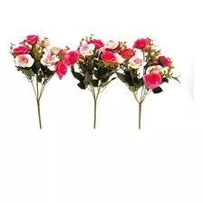 Ramo De Rosas Artificial Decoración Evento 10 Flores Pack 6