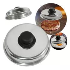 Abafador Tampa Com Pegador Aluminio Chapa Hamburguer Ovo