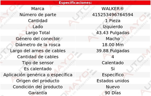 Sensor Oxgeno Izq Walker Gs350 6 Cil 3.5l Lexus 16-20 Foto 6