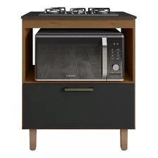 Balcão Cooktop Master 1 Porta - Zanzini Móveis Cor Nature/preto