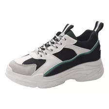 Zapatillas Chunky Crema Y Negro Linea Verde Shein