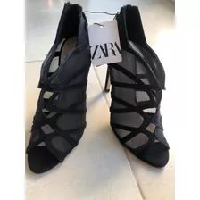 Bota Zara Negra Con Transparencia Nueva Con Etiqueta Talle37
