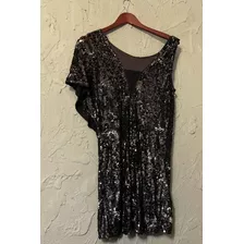 Vestido Corto De Lentejuelas Negro Marca Zara