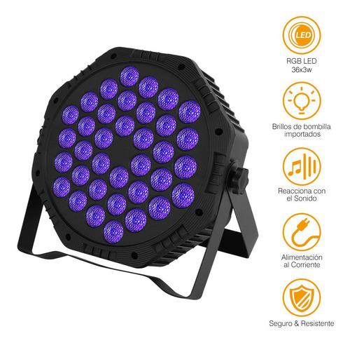 Cañon De Leds 36x3 Par Audio Rítmico Multicolor Fiestas