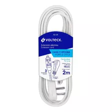 Extensión Eléctrica Doméstica, 2 M, Blanca, Volteck 48000 Color Blanco